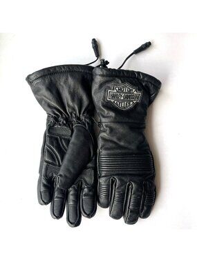 Harley Davidson XS Leather Gauntlet Electric Heated Motorcycle Gloves 12V READ